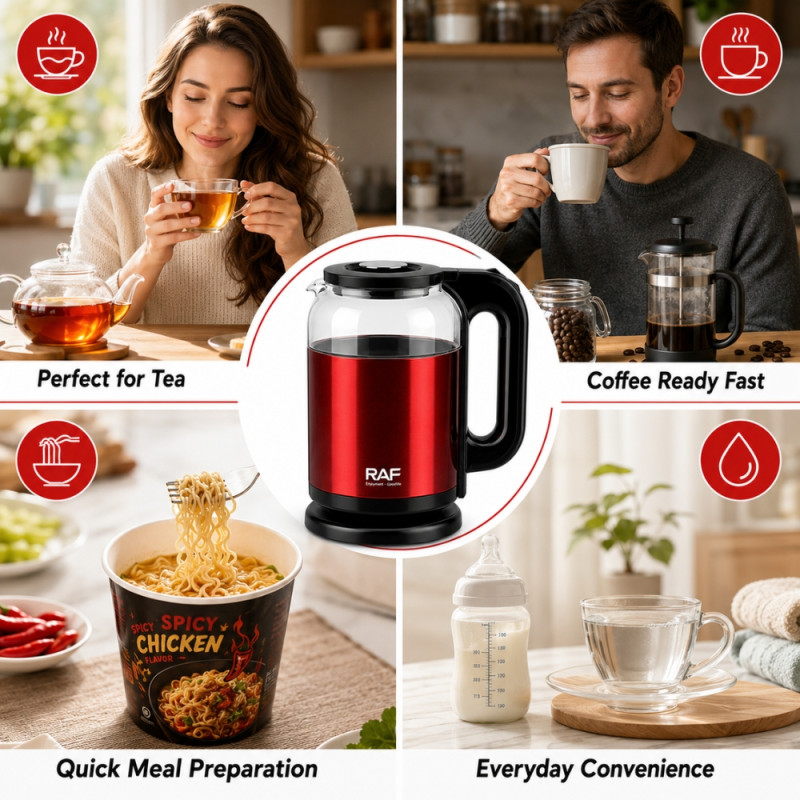 Professional RAF EKettle Glass 17L – Red Premium Quality (24x14cm)