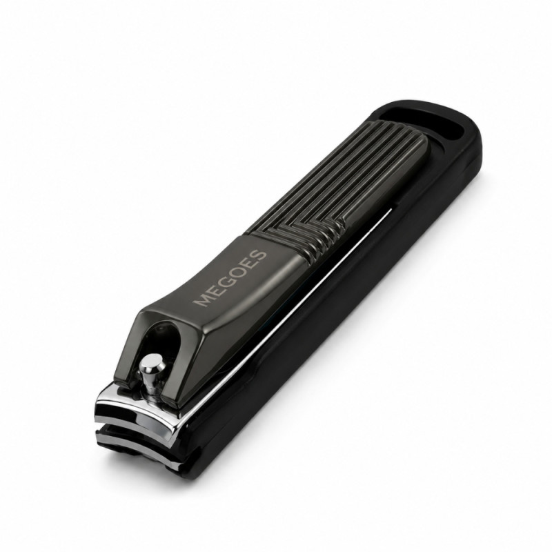 Megoes Premium Stainless Steel Nail Clipper with Ergonomic Grip (7.5x2cm) – Black & Silver
