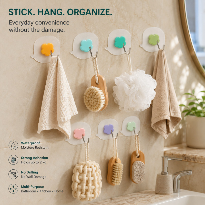 Sleek Build Sticky Hook Designed for Smart Storage &amp; Organization – Yellow (L-8 CM)
