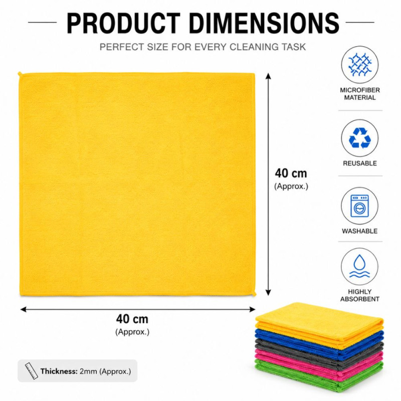 Stylish CLEANING TOWEL 35 X – Multiple Colors Premium Quality (5P | 40 X 40 CM)