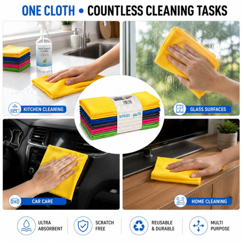 Stylish CLEANING TOWEL 35 X – Multiple Colors Premium Quality (5P | 40 X 40 CM)