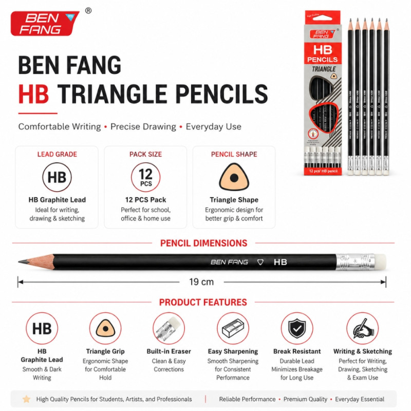 Classic Triangle Pencils – Black (Set of 3)
