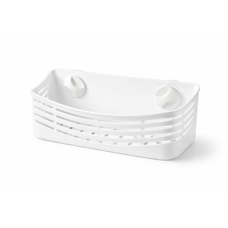 No-Drill Suction Cup Bathroom Storage Basket – White (32x13cm)