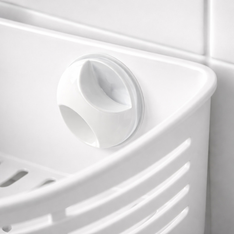 No-Drill Suction Cup Bathroom Storage Basket – White (32x13cm)