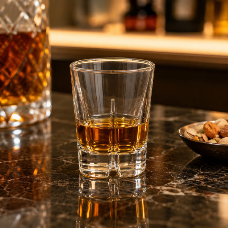 Luxury Crystal Whisky Glass | Stable Segmented Base Design | 9 cm Height
