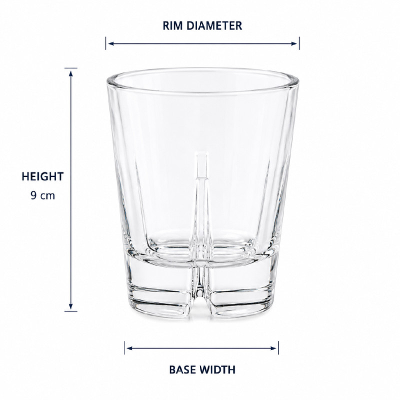 Luxury Crystal Whisky Glass | Stable Segmented Base Design | 9 cm Height