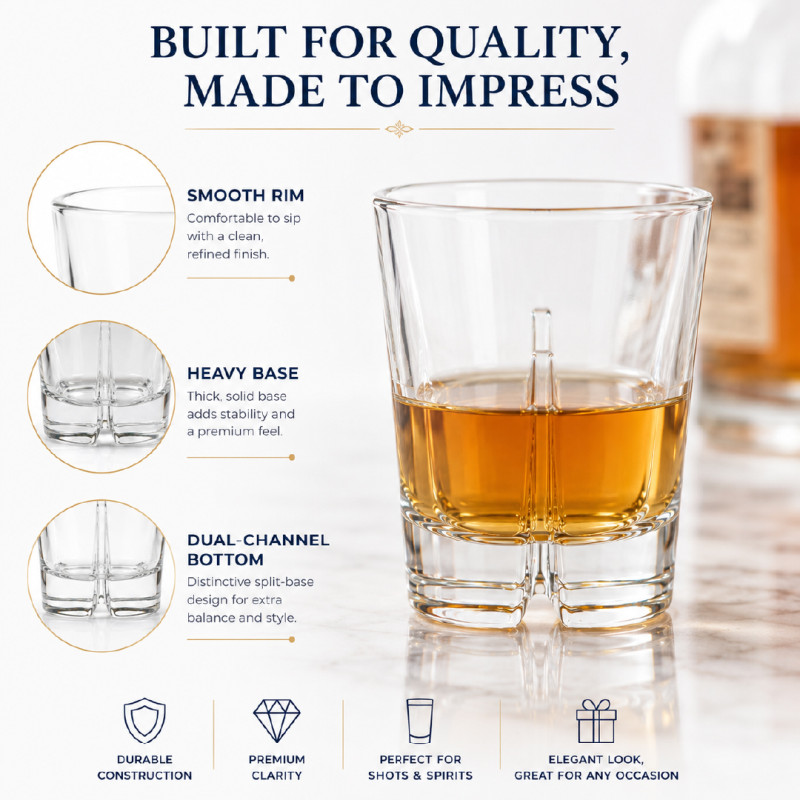 Luxury Crystal Whisky Glass | Stable Segmented Base Design | 9 cm Height