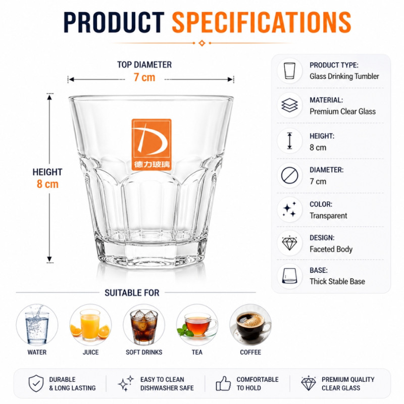 Deluxe 44 WHISKEY GLASS – Transparent Premium Quality (8 x 7cm)