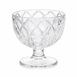 Classic Footed Dessert Cups Featuring a Diamond Lattice Cut Pattern – 9 x 9.5cm – Transparent