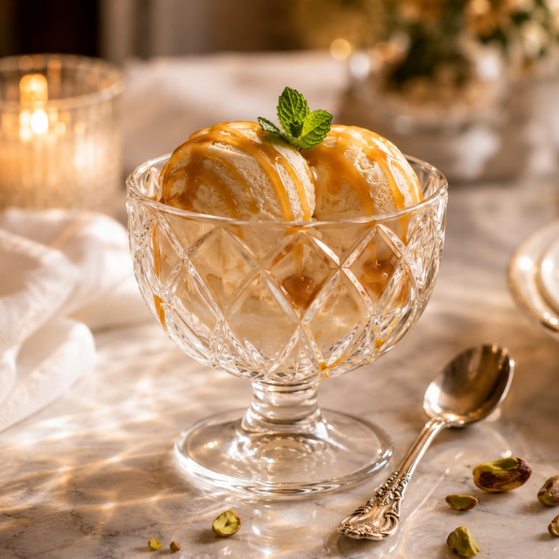 Classic Footed Dessert Cups Featuring a Diamond Lattice Cut Pattern – 9 x 9.5cm – Transparent