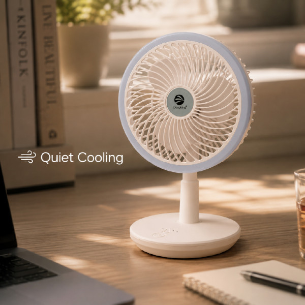 Deepking DK-123 Rechargeable Table Fan with a Built-in LED Light