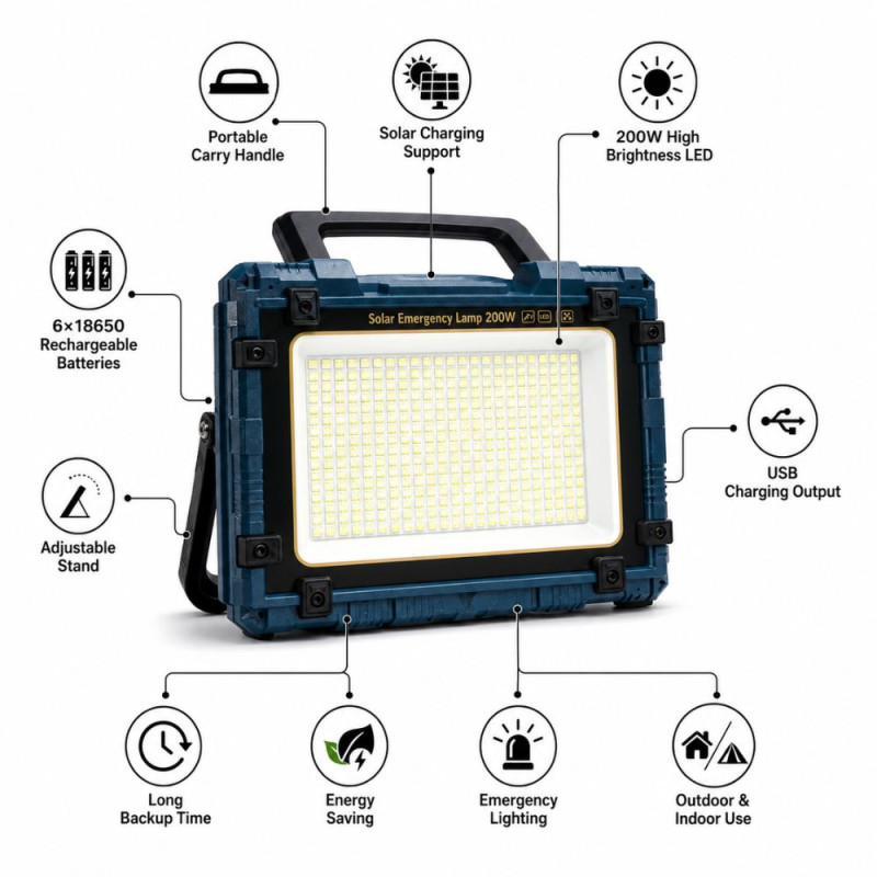 Solar Emergency Lamp – Dark Blue (H-19cm X W-25cm)