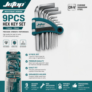 Jetop Boutique Series 9-Piece Hex Key Set (1.5mm to 10mm) – Silver