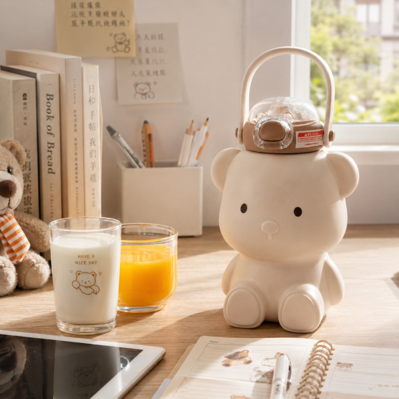 Evocative cute bear-shaped stainless steel insulated bottle – Ivroy (19.5cm)