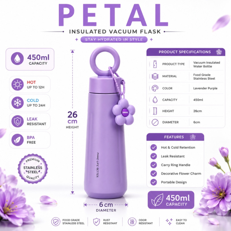Deluxe vacuum flask – Violet Premium Quality (26cm)