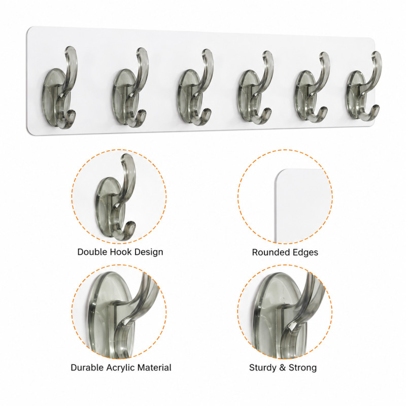 Rich Gleam Wall Mounted Hook Designed for Smart Storage &amp; Organization – White (W-26.5, D-7 CM)