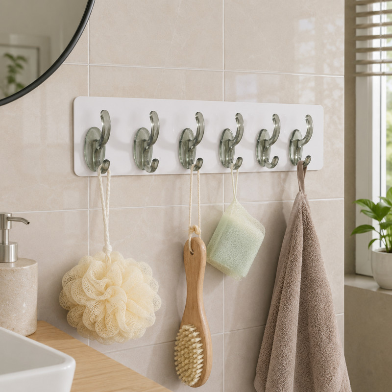 Rich Gleam Wall Mounted Hook Designed for Smart Storage &amp; Organization – White (W-26.5, D-7 CM)