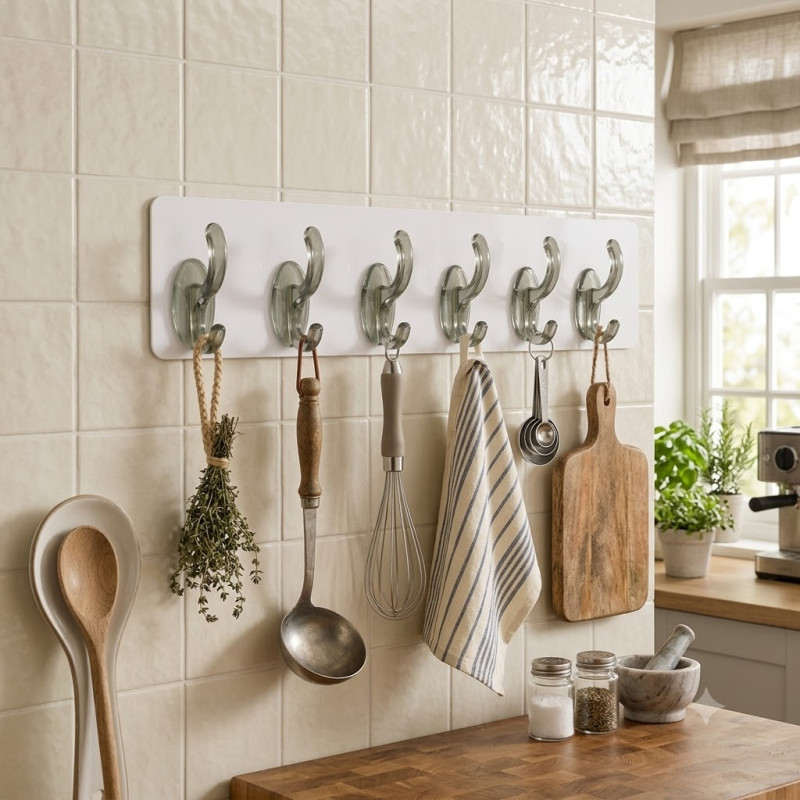 Rich Gleam Wall Mounted Hook Designed for Smart Storage &amp; Organization – White (W-26.5, D-7 CM)