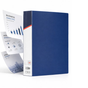 Blue Polypropylene Display Book with Transparent Pockets for Business Reports – Dark Blue