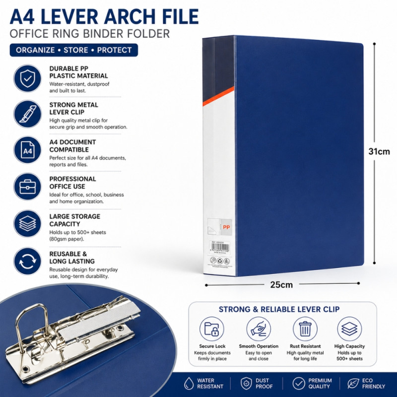 Blue Polypropylene Display Book with Transparent Pockets for Business Reports – Dark Blue