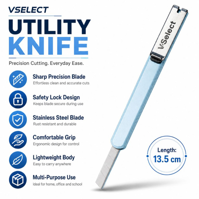 Elegant Level Anti Cutter Designed for Precision Cutting &amp; Crafting – White (L-13.5 CM)