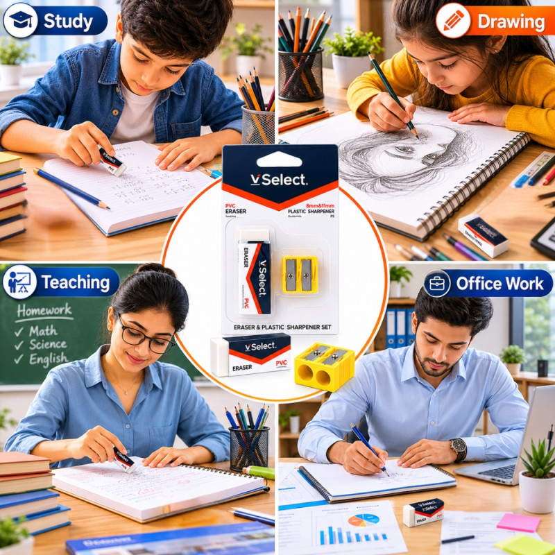 Professional eraser and sharpener – White Premium Quality (2 pcs)