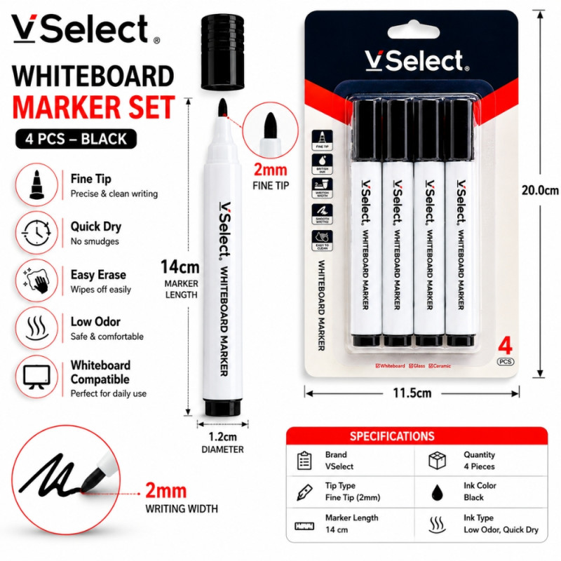 Essential marker – White Premium Quality (4 Pcs)