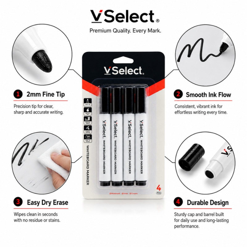 Essential marker – White Premium Quality (4 Pcs)