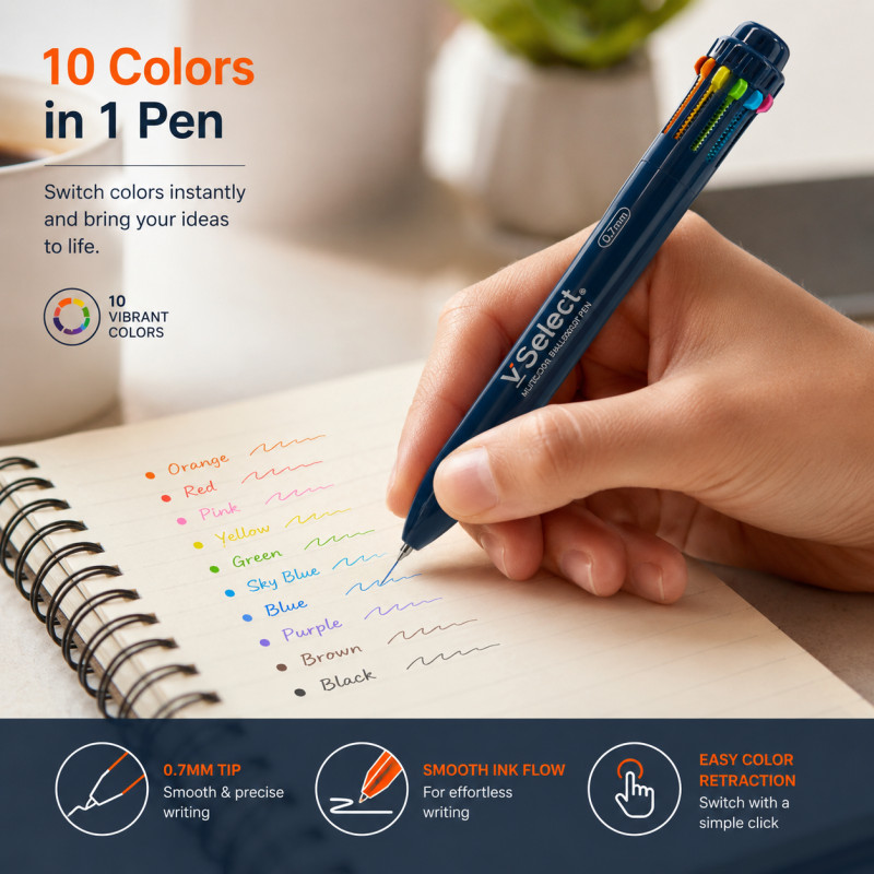 Gentle Series Multicolor Ball Pen Designed for Creative Expression &amp; Office Use – Multi Color (L-16 CM)