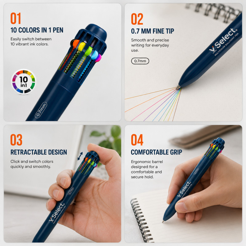 Gentle Series Multicolor Ball Pen Designed for Creative Expression &amp; Office Use – Multi Color (L-16 CM)