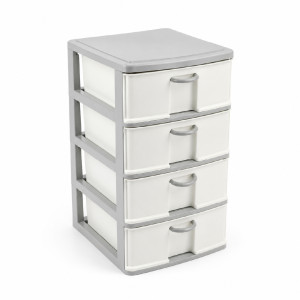 Polypropylene 4-Tier Drawer Storage Cabinet – 42 x 24 cm – Off-White & Gray Polypropylene 4-Tier Drawer Storage Cabinet – 42 x 24 cm – Off-White & Gray