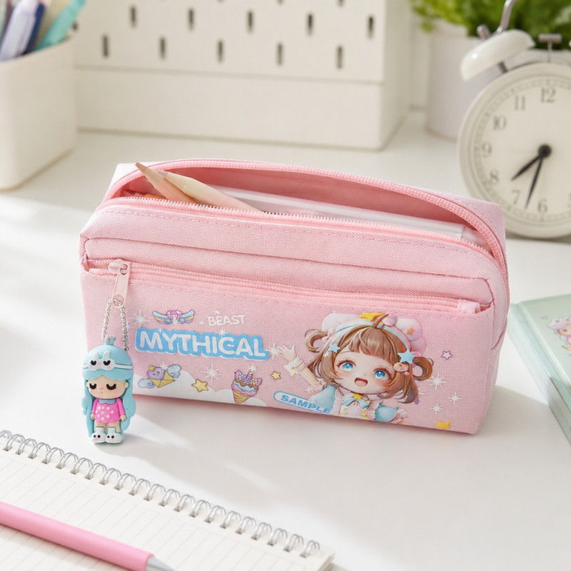 Choice Grip Pencil Case Designed for Creative Expression & Office Use – Pink (H-9.5, W-20, L-6 CM)