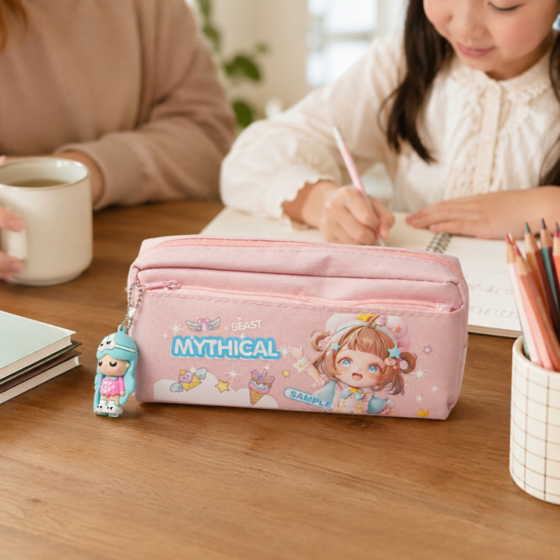 Choice Grip Pencil Case Designed for Creative Expression & Office Use – Pink (H-9.5, W-20, L-6 CM)