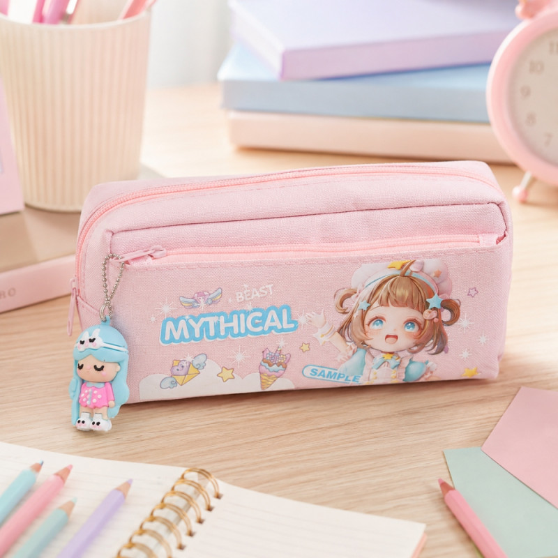Choice Grip Pencil Case Designed for Creative Expression & Office Use – Pink (H-9.5, W-20, L-6 CM)