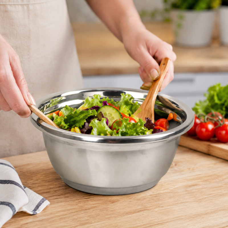 Light Grade Stainless Steel Mixing Bowl Designed for Everyday Cooking & Kitchen Excellence – Silver (H-15.5 CM)