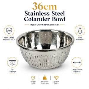 Elegant STAINLESS STEEL STAINER – Silver Premium Quality (36 cm)