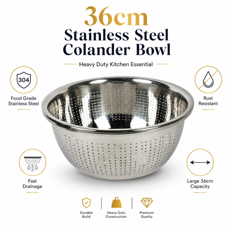 Elegant STAINLESS STEEL STAINER – Silver Premium Quality (36 cm)