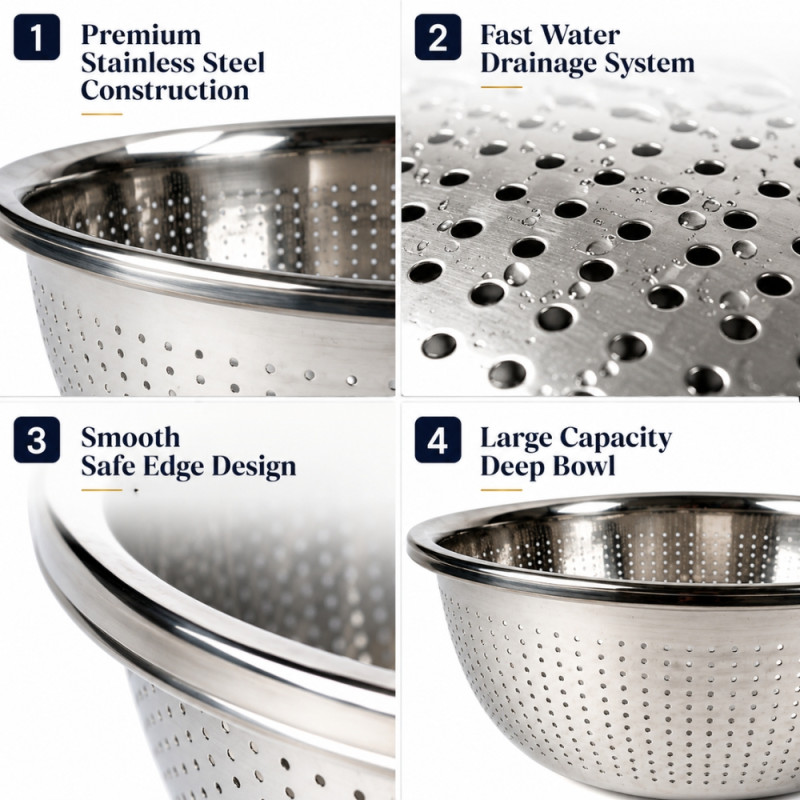 Elegant STAINLESS STEEL STAINER – Silver Premium Quality (36 cm)