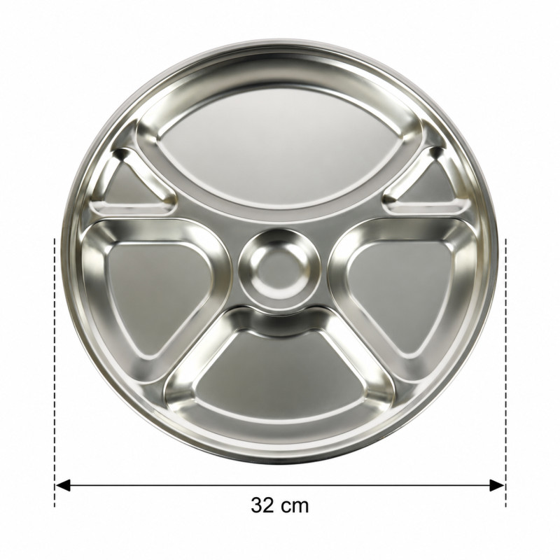 Perfect Build Thali Plate Designed for Elegant Dining &amp; Entertaining – Silver (DIA-32 CM)
