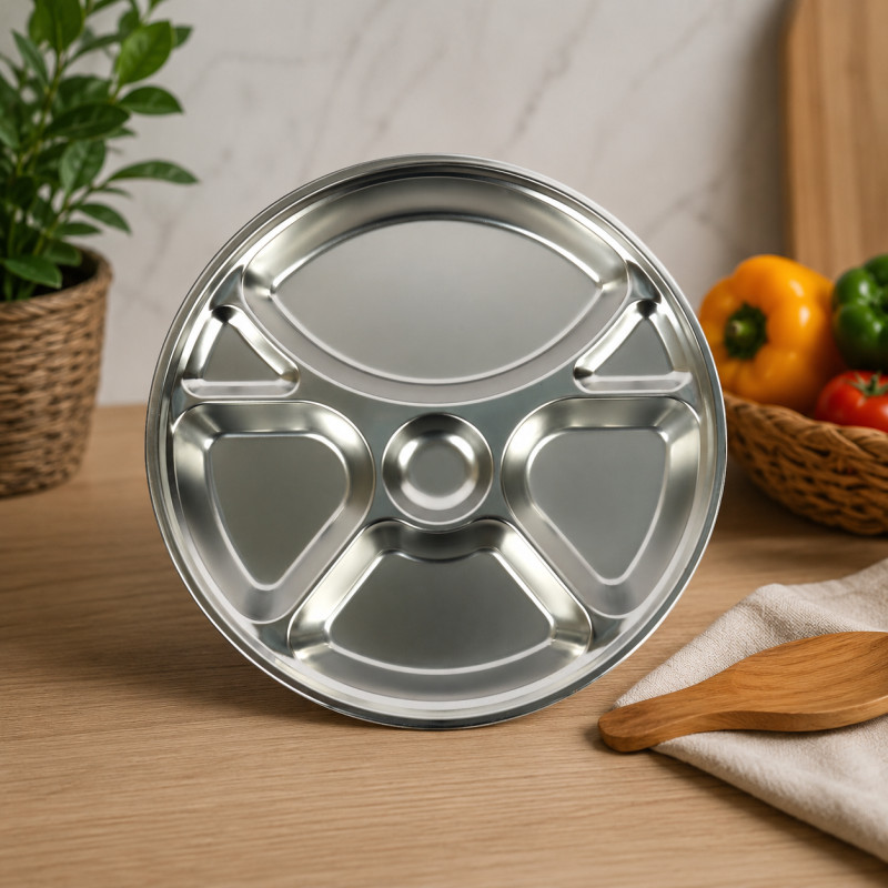 Perfect Build Thali Plate Designed for Elegant Dining &amp; Entertaining – Silver (DIA-32 CM)