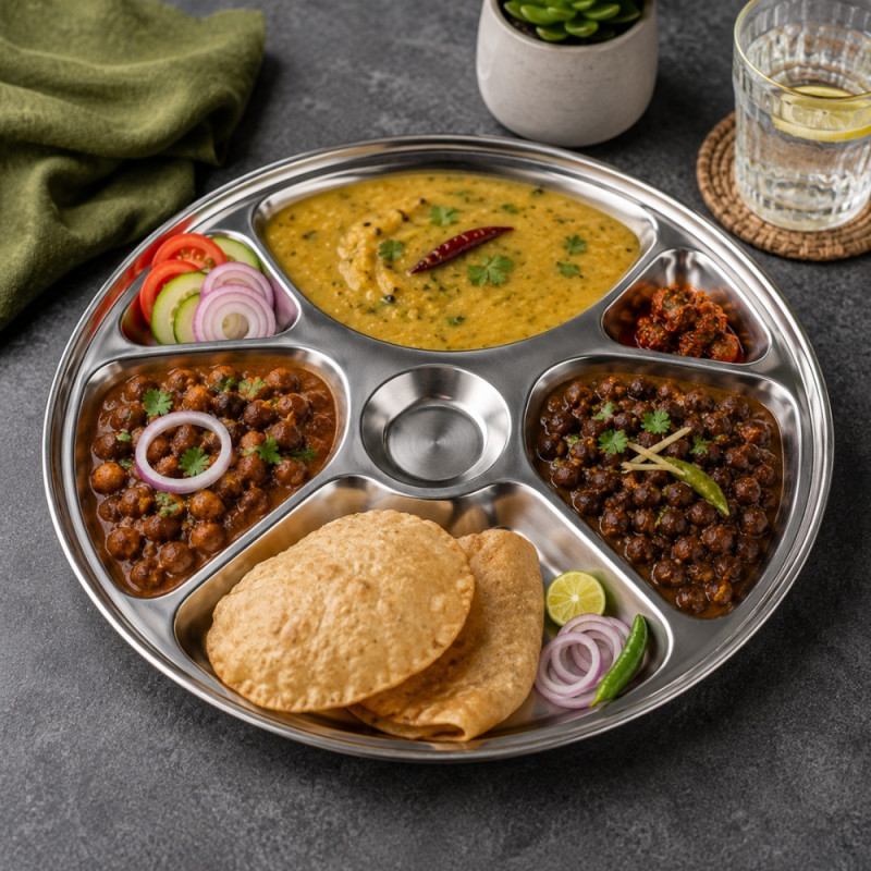 Perfect Build Thali Plate Designed for Elegant Dining &amp; Entertaining – Silver (DIA-32 CM)