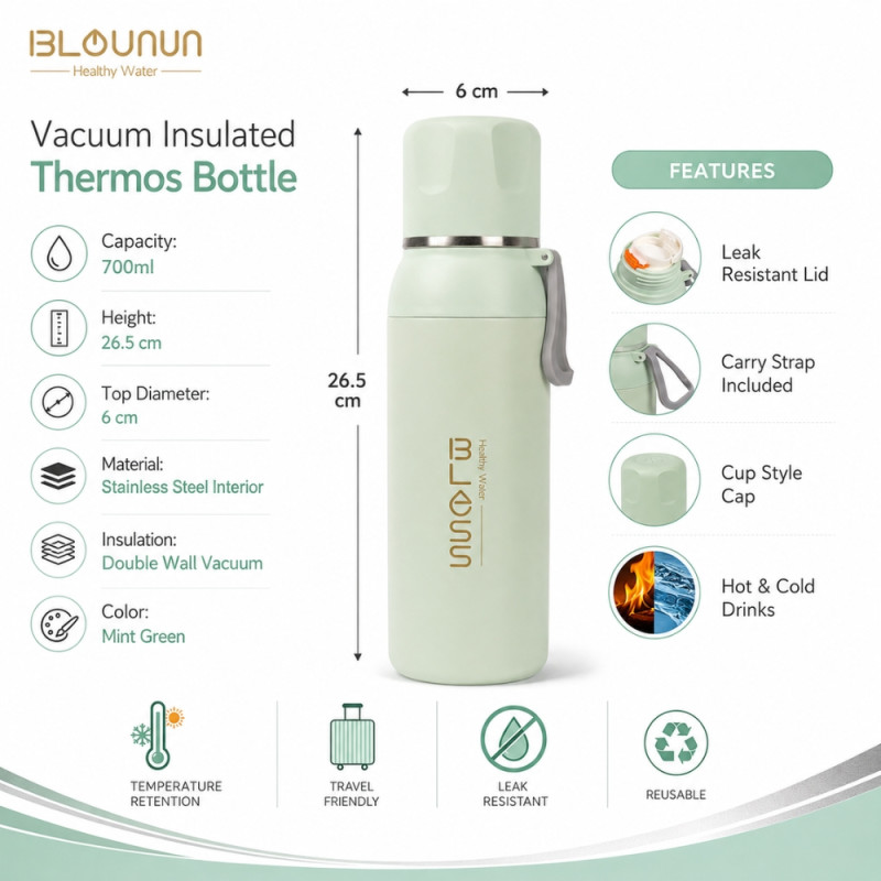 Vacuum Insulated Thermos Bottle - 700 ml