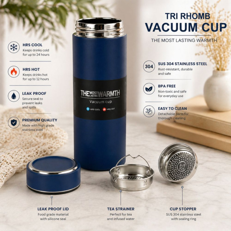 Professional "Most Lasting Warmth" Vacuum Flask – Insulated Stainless Steel Bottle (19cm)