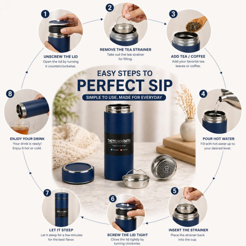 Professional "Most Lasting Warmth" Vacuum Flask – Insulated Stainless Steel Bottle (19cm)
