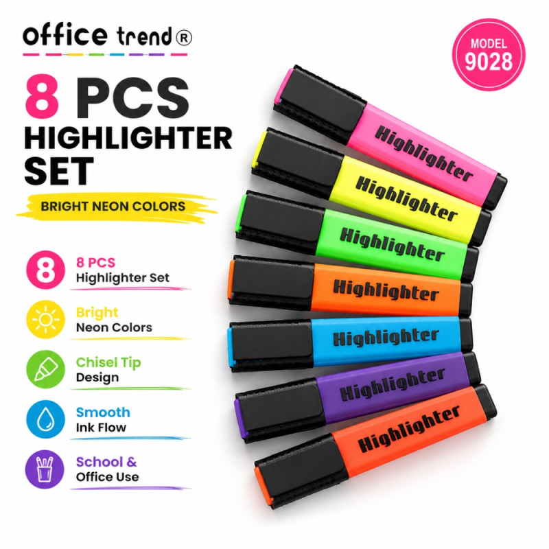 Highlighter Pen Set - Assorted Colors (8pcs)