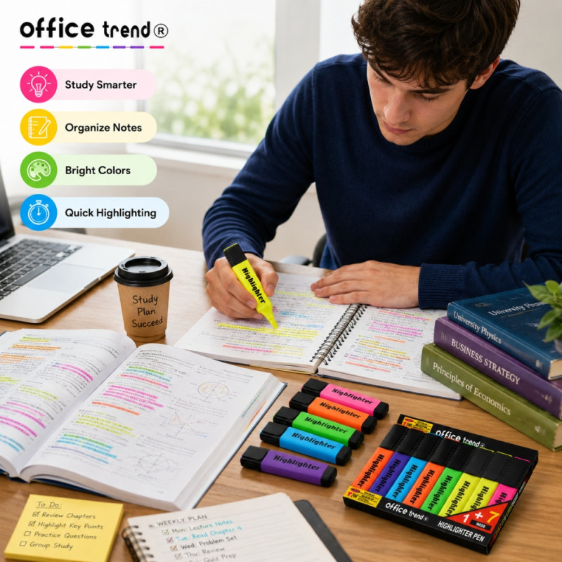 Highlighter Pen Set - Assorted Colors (8pcs)