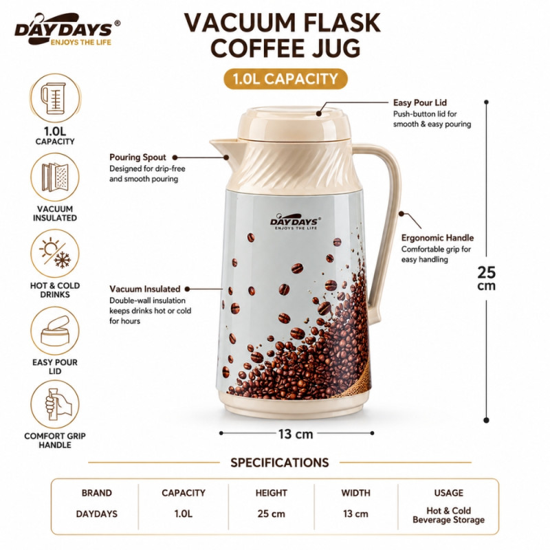 Superior vacuum flask – Brown Premium Quality (25x13cm)