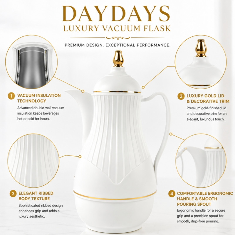 Elegant vacuum flask – White Premium Quality (32Cm)