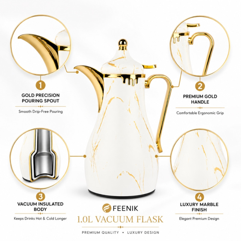 Stylish vacuum flask – White Premium Quality (31Cm)