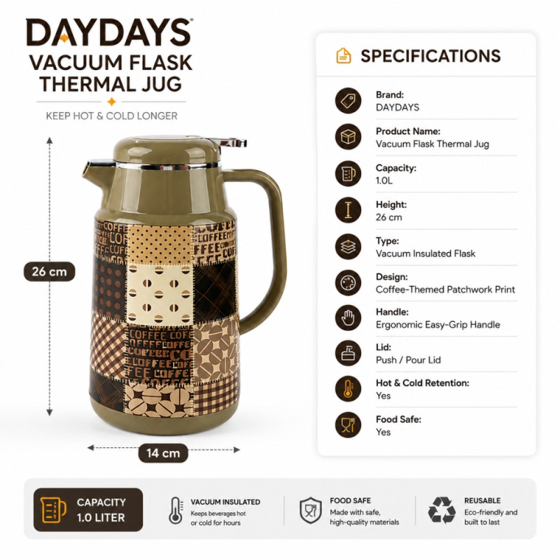 Essential vacuum flask – Olive Premium Quality (26x14cm)